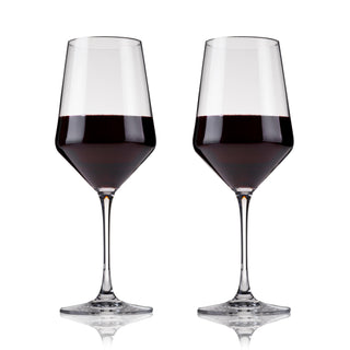 Raye Angled Crystal Bordeaux Glasses Set of 2