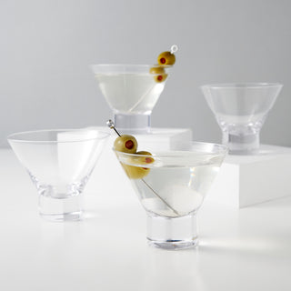 AN ICONIC GLASS, RE-IMAGINED - The stemmed martini and cocktail glass is so recognizable, it's the symbol for bars and watering holes everywhere. These martini glasses redefine the style with a heavy base for a familiar but subtly striking new look.
