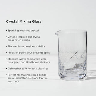 STRIKING CRYSTAL BARWARE MAKES ICE SHINE AND LIQUOR GLOW - More than just a tool, this crystal mixing glass shows off ingredients as you bartend, highlighting beautiful liquor and making ice sparkle as you stir.