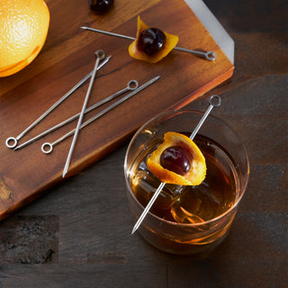 QUALITY MATERIALS - These durable drink picks are made of high quality 304 stainless steel with a high-shine finish, perfect for spearing olives or brandied cherries, or for serving charcuterie at happy hour. Each pick measures 4.25″.