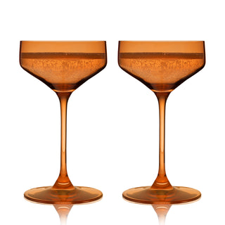 Reserve Nouveau Crystal Coupe Glasses in Amber Set of 2