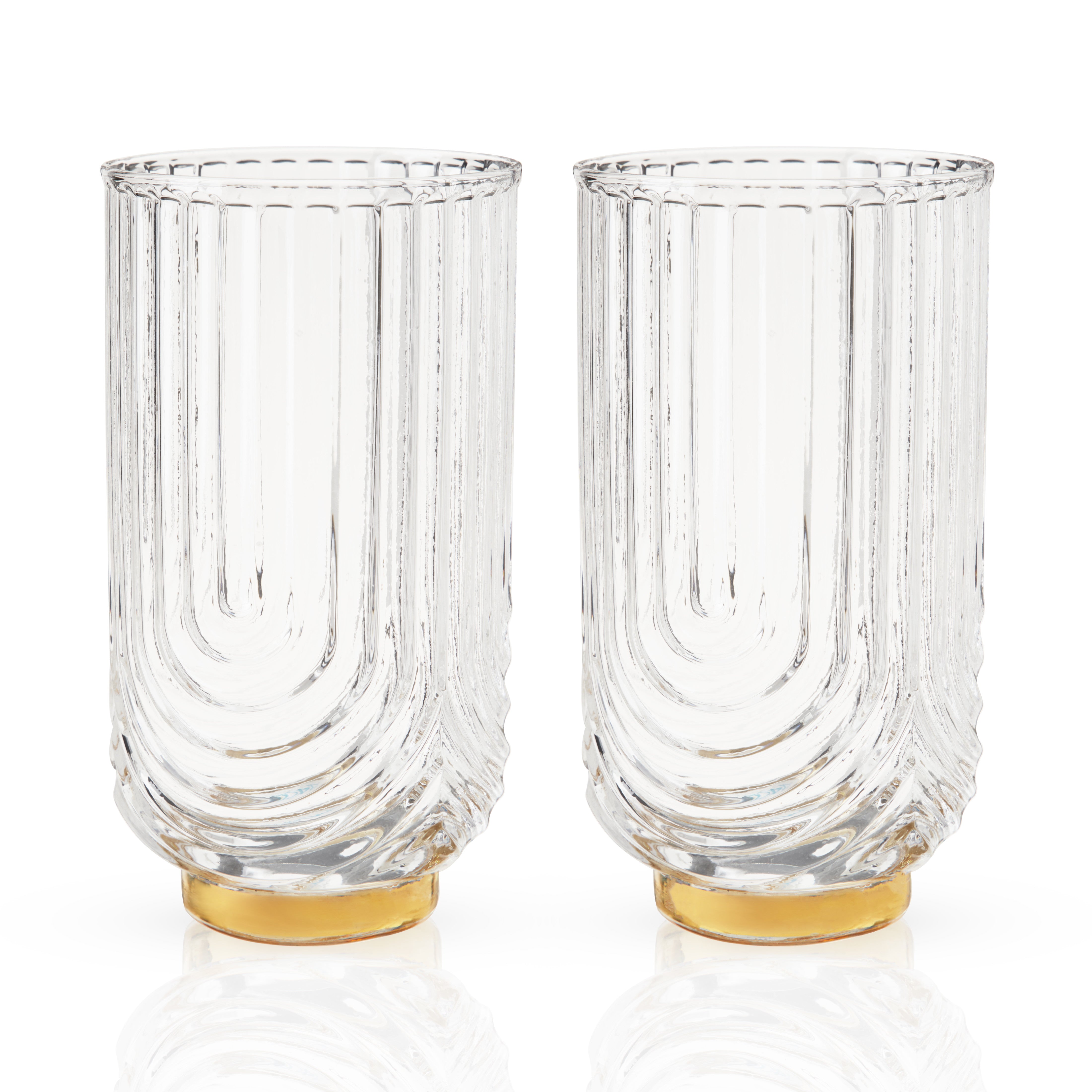 Viski Gold & Crystal Patterned Highball Glasses