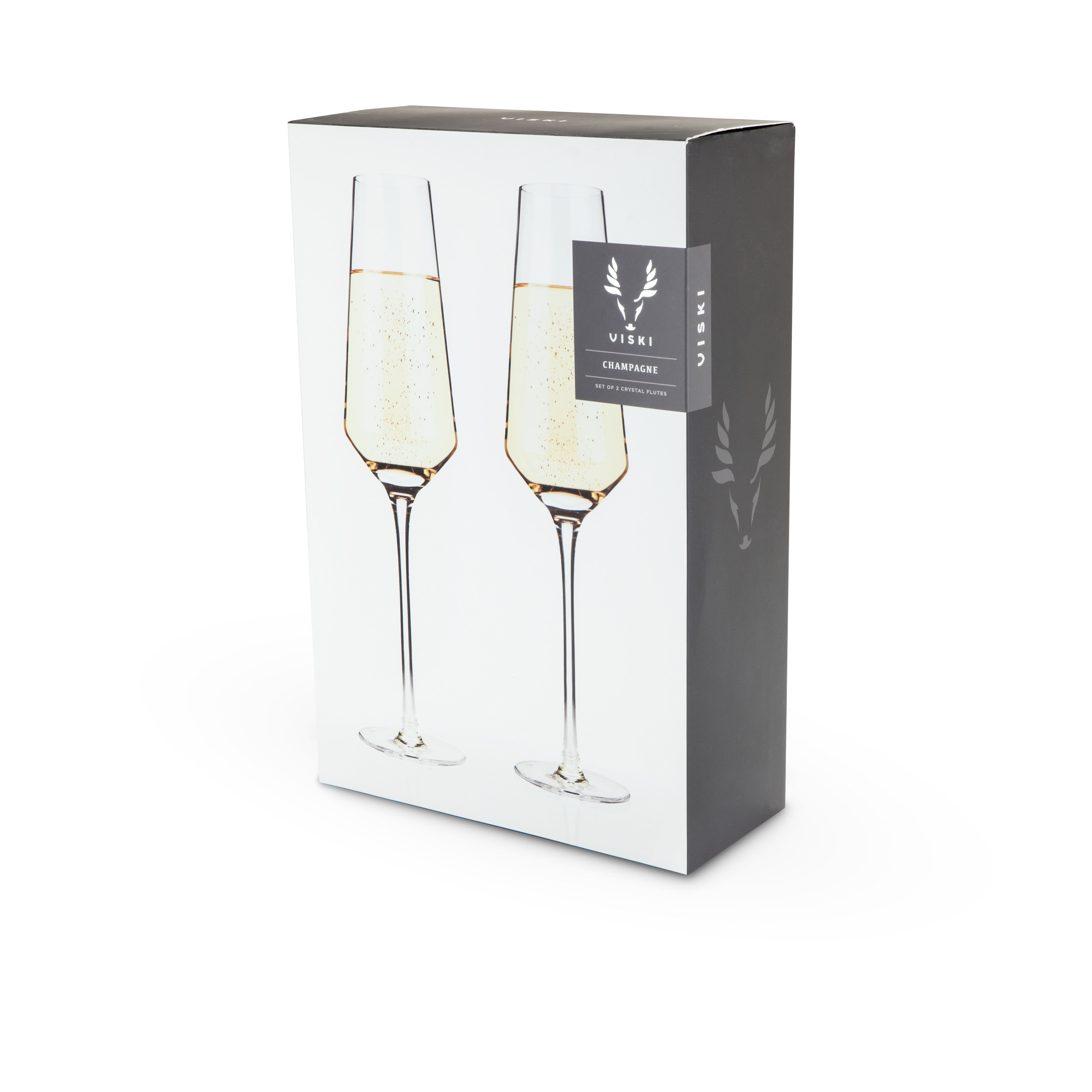 Viski Raye Angled Crystal Champagne Flutes Set of 2 - Premium