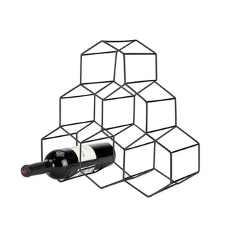 STYLISH GUNMETAL-PLATED IRON GEOMETRIC HONEYCOMB DESIGN - This hexagonal honeycomb wine rack creates a functional wine holder that lets bottles rest securely while looking refined. The stacked design aids weight distribution and creates a stable base.
