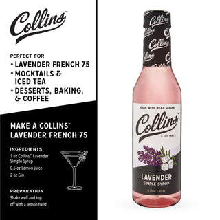 LAVENDER SYRUP FOR DRINKS AND COCKTAILS - Add floral fun to classic cocktails like a Martini or Gin & Tonic. Collins Lavender Syrup works as a lavender martini mix, bringing the aroma and flavor of lavender to your favorite drink recipes.