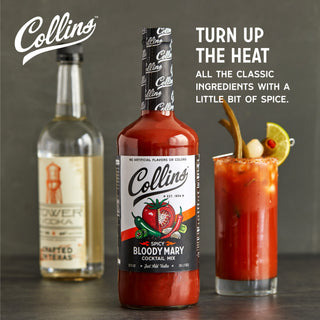 JUST ADD VODKA TO THIS BLOODY MARY MIXER - Collins Bloody Mary mix spicy edition is the ideal balance of flavor. Just serve over ice in a nice big highball glass, Collins glass or pint glass. Try with tequila for a bloody maria mix instead.