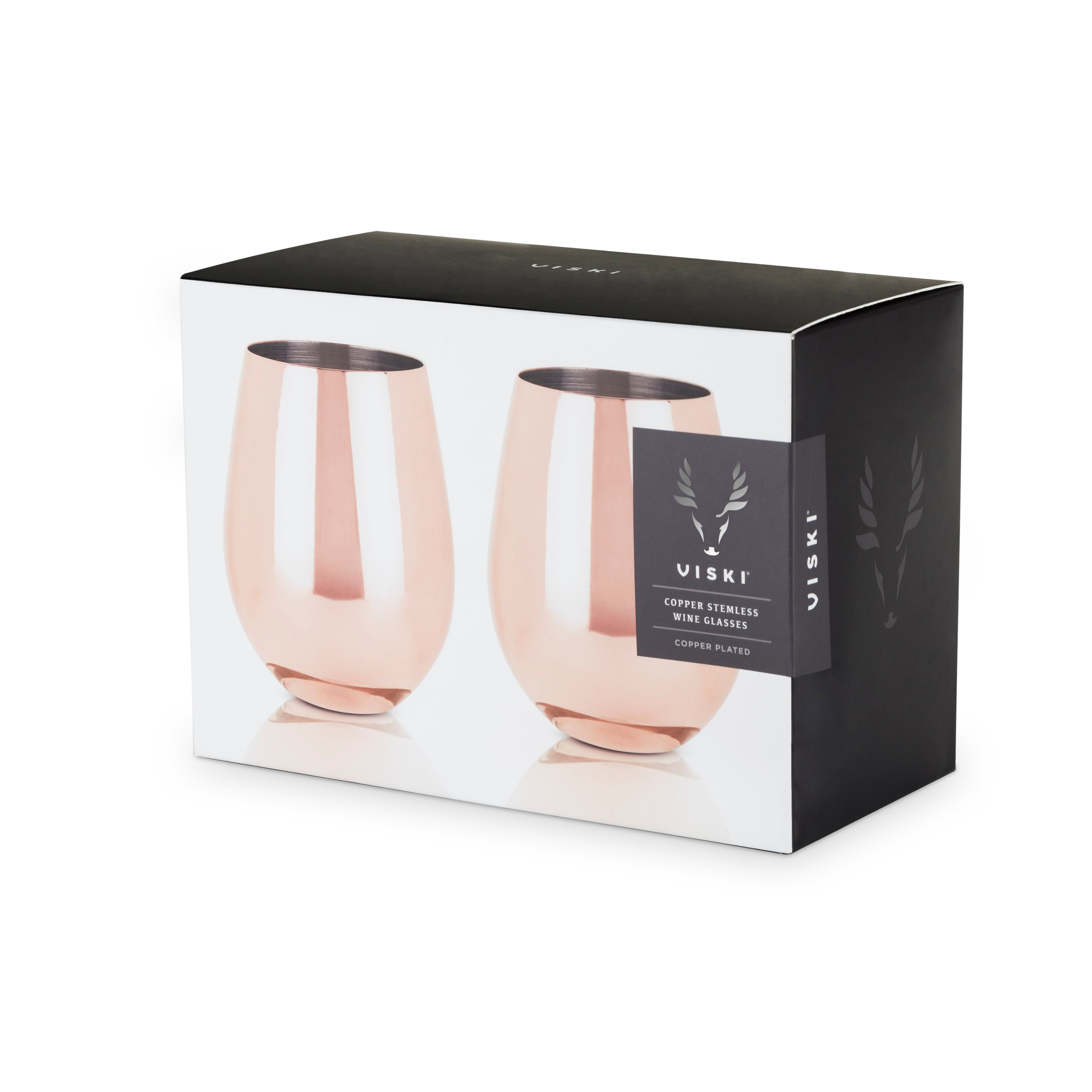 Stainless Steel Stemless Wine Glasses in Gold Set of 2