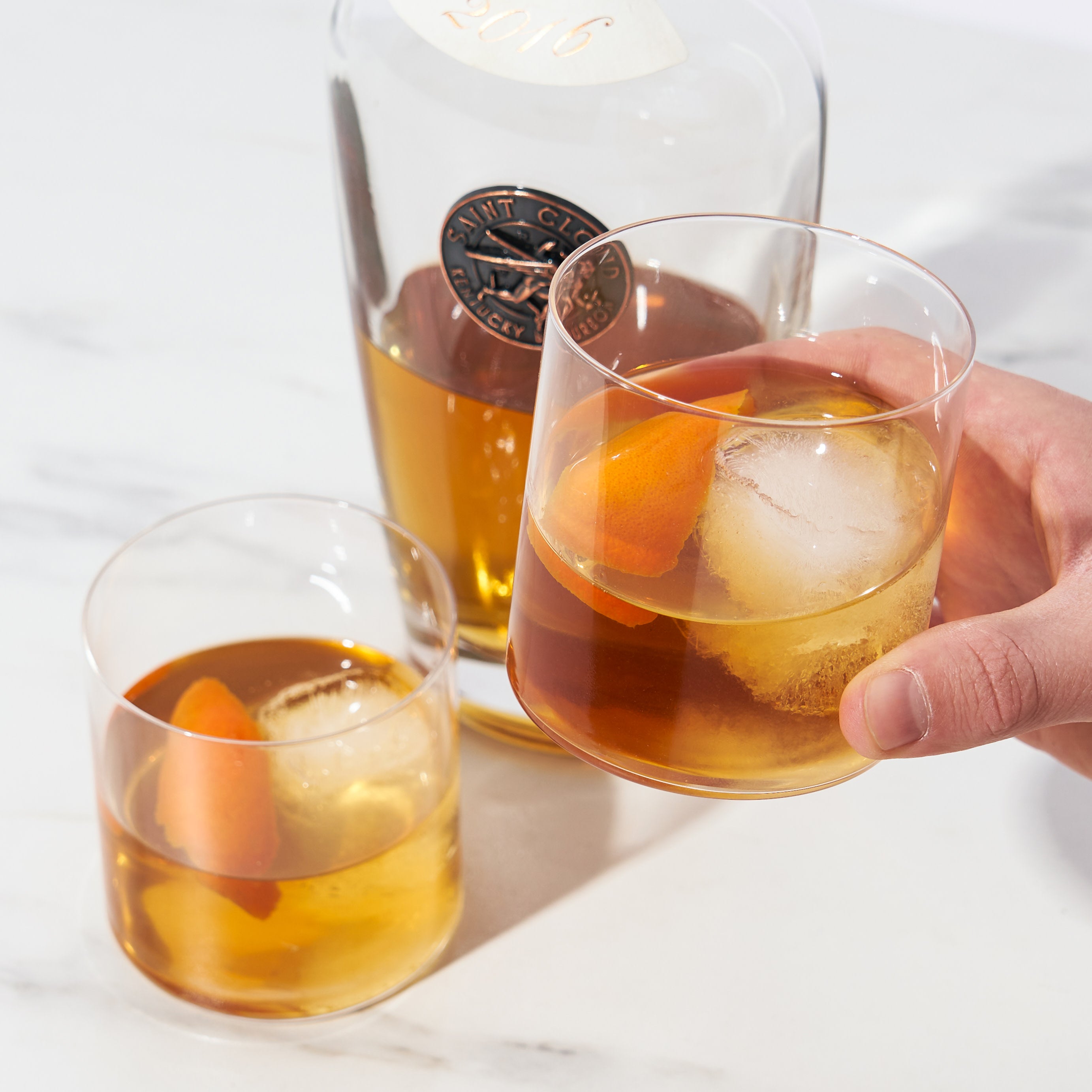 Viski Element Tumblers, Rocks glass, Modern Minimalist Old Fashioned Cocktail  Glasses, Ultra Fine Crystal 13.5 Oz Set of 2