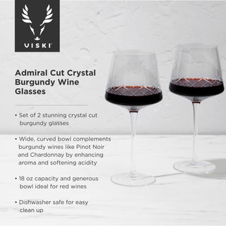 Admiral Crystal Burgundy Wine Glasses, Set of 2