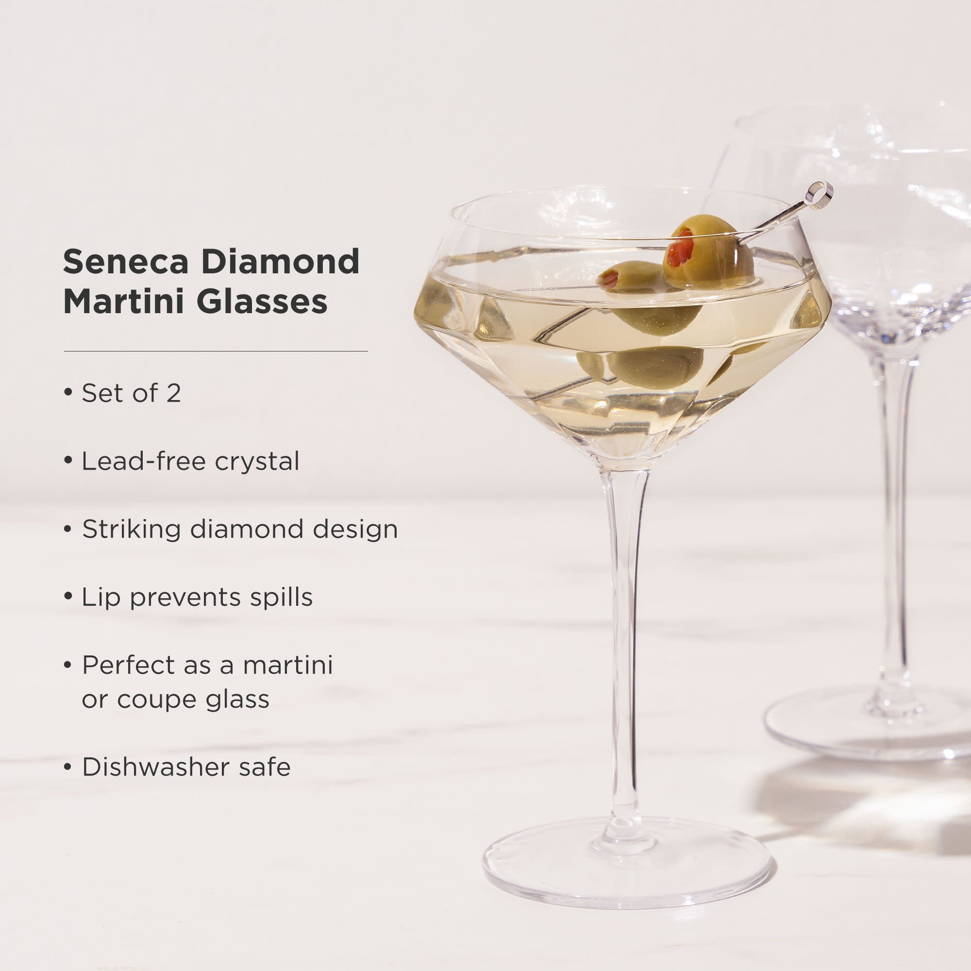 Viski Stemmed Crystal Martini Glasses - Set of 2