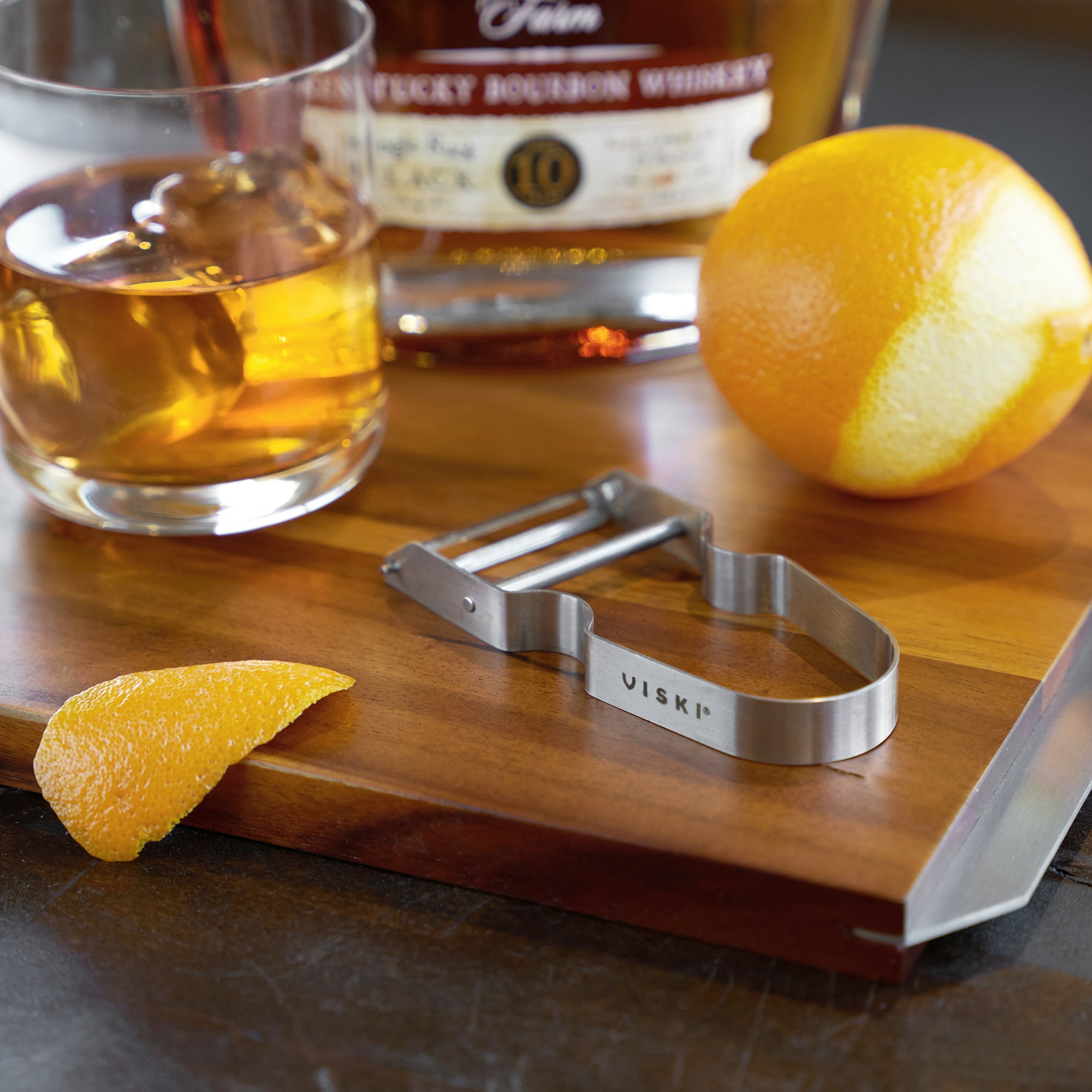 Viski Citrus Peeler, Stainless Steel Cocktail Garnish Citrus Zester,  Professional Grade Bar Tools