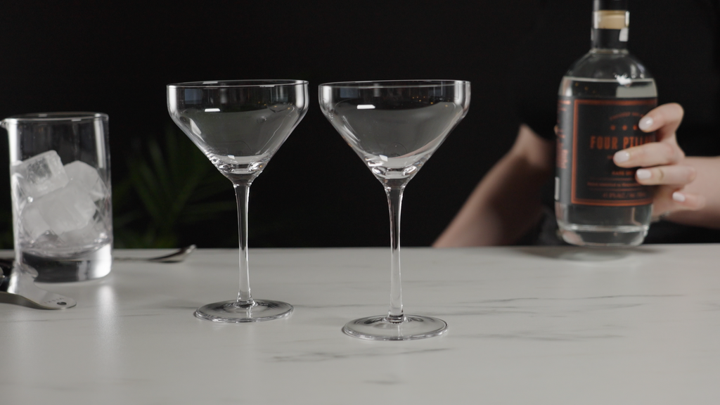 Viski Angled Martini Glasses, Preium Crystal Cocktail Coupe