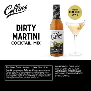GREAT FOR PARTIES! EASILY MIX BATCH COCKTAILS AND PITCHERS - Collins dirty martini olive juice is a great way to batch cocktails. No cocktail recipe books required--just follow the instructions on each bottle of cocktail mixer.