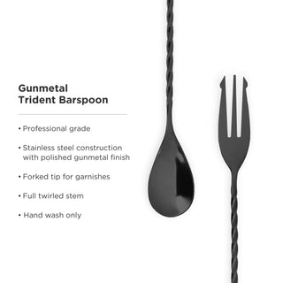 TRENDY GUNMETAL FINISH - Get a modern stylish barware look in this reliable bar spoon. This bar spoon has plenty of length to use comfortably even in large mixing glasses at 15.75 inches long, or 40 cm, but is slender enough for easy storage.