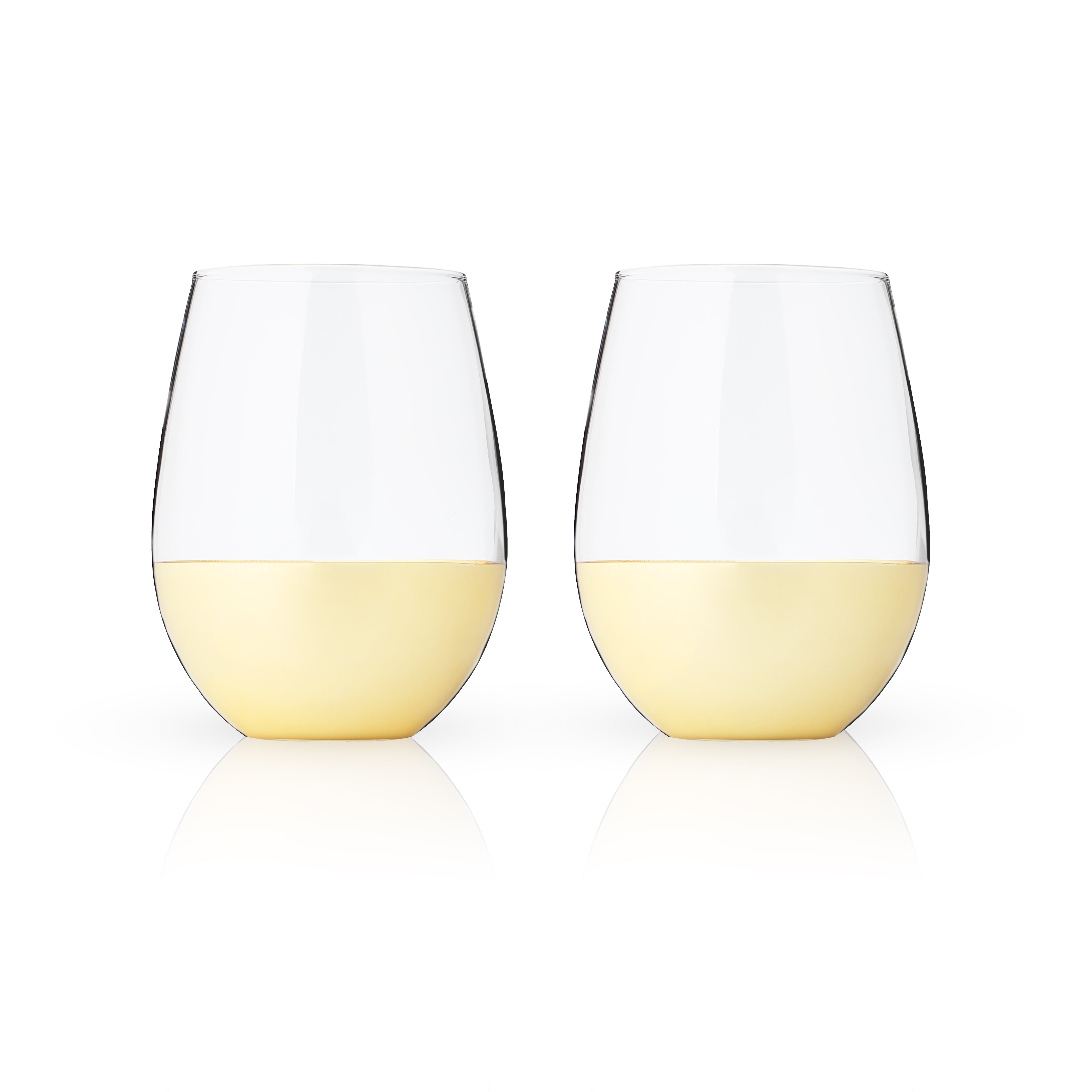 Viski Gold Wine Glasses, Stemless Wine Glass Set, Stainless Steel with Gold  Finish, 18 Ounces, Set of 2, Gold