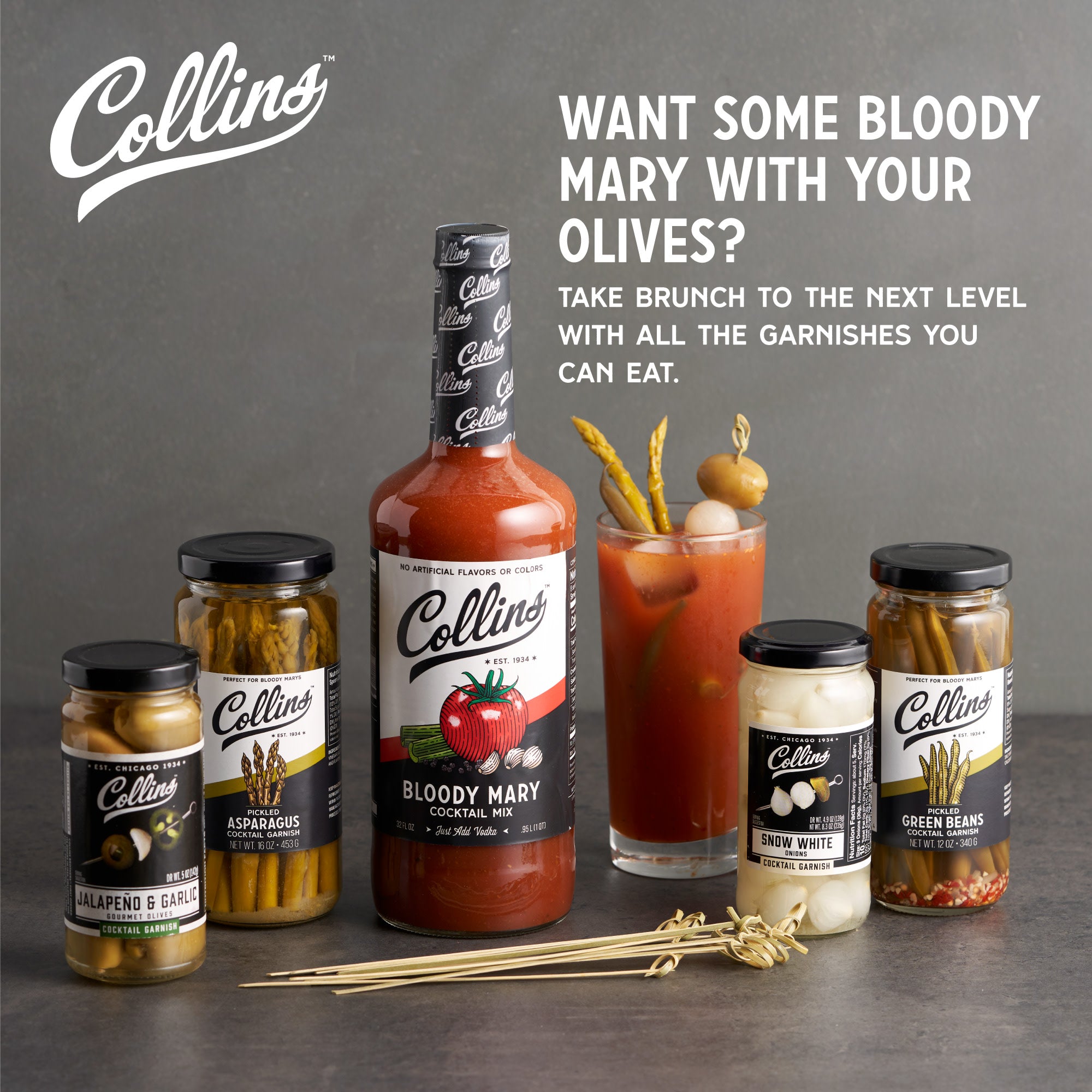 Collins Ultimate Bloody Mary Kit, Vodka Cocktail Mix, Stuffed