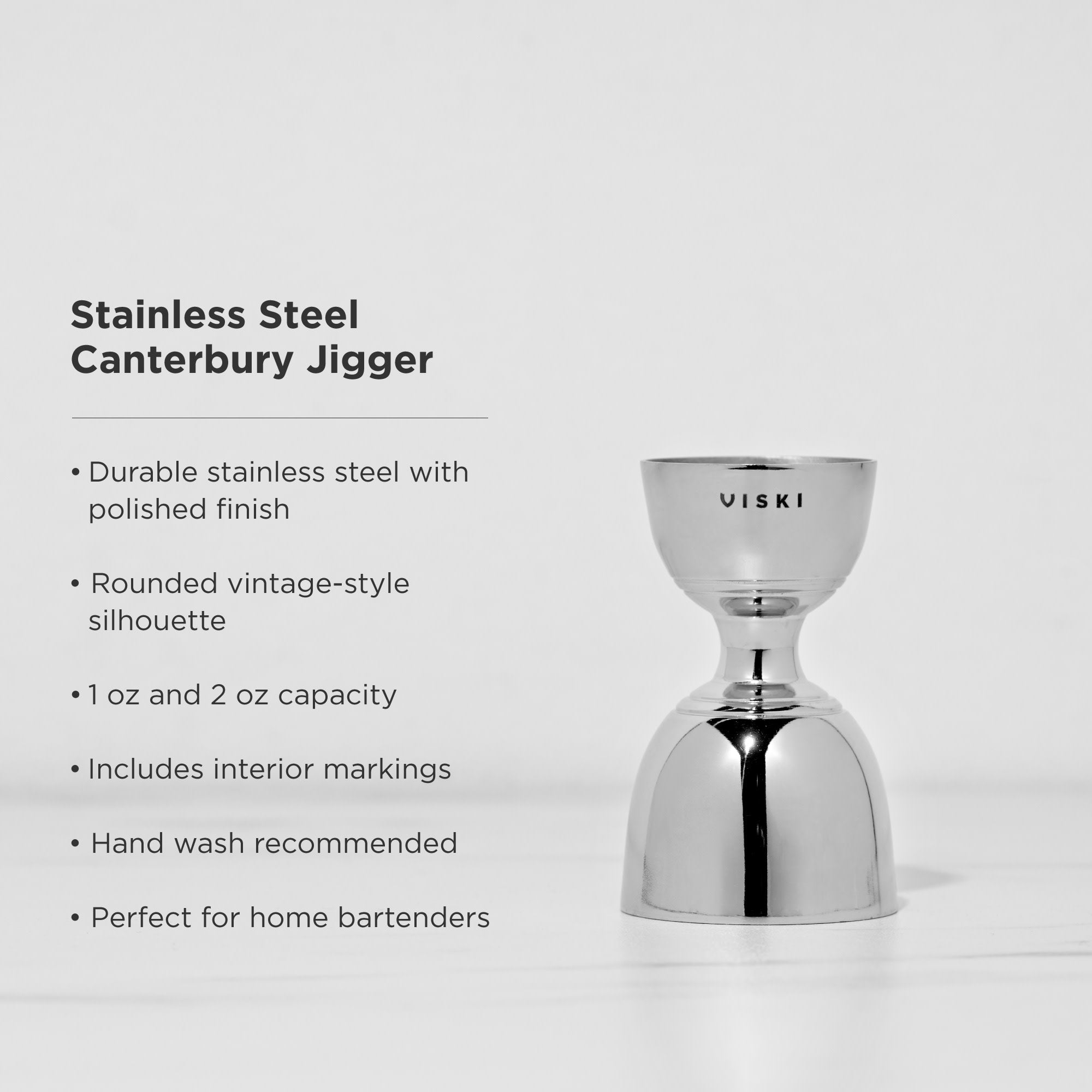 Viski Canterbury Double Measure for Cocktails, Bar Tools and