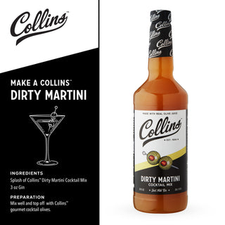100% REAL OLIVE BRINE PROVIDES THE FLAVOR YOU NEED - If you're a martini drinker, you know what you like. That's why our Collins Dirty Martini is pure olive brine. No added sweeteners, no added colors--just the pure, bold briney flavor that you crave.