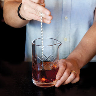 THICKSET BASE PROVIDES STABILITY - Don't worry about your mixing glass moving or sliding. A good cocktail mixing glass is sturdy enough that you can swirl using a barspoon with one hand while measuring and continuing to make the drink with your other.