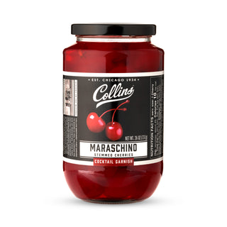 STEMMED ROYAL ANNE CHERRIES – Discover a gourmet 26oz jar of hand-packed cocktail cherries with stem. Red and juicy, these cherries are perfect for topping-off your favorite cocktail or dessert.