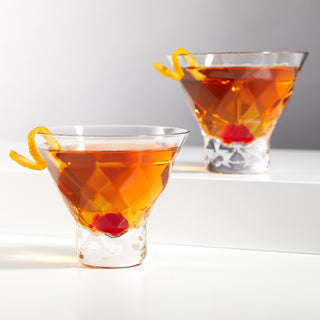 PERFECT FOR COCKTAILS – This faceted martini barware set is perfect for a classic Manhattan. The iconic conical shape and wide mouth emphasize the aroma of your drink, while the modern stemless design makes these perfect for everyday use.