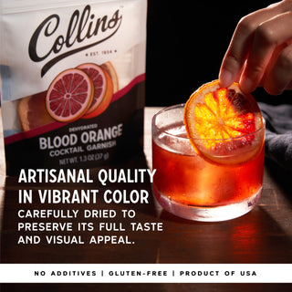 CULINARY TOPPING – Collins Dehydrated Blood Orange Slices are versatile enough to be used as a garnish for dishes, desserts, or any culinary creation that needs a citrusy twist.