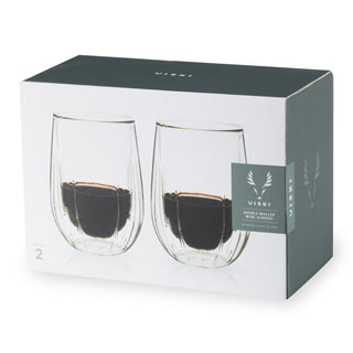 Double-Walled Stemless Wine Glasses Set of 2