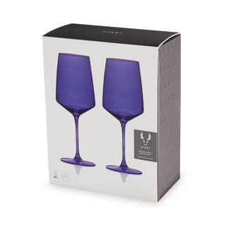 Reserve Nouveau Crystal Wine Glasses in Cobalt Set of 2