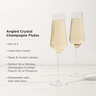 Raye Angled Crystal Champagne Flutes Set of 2
