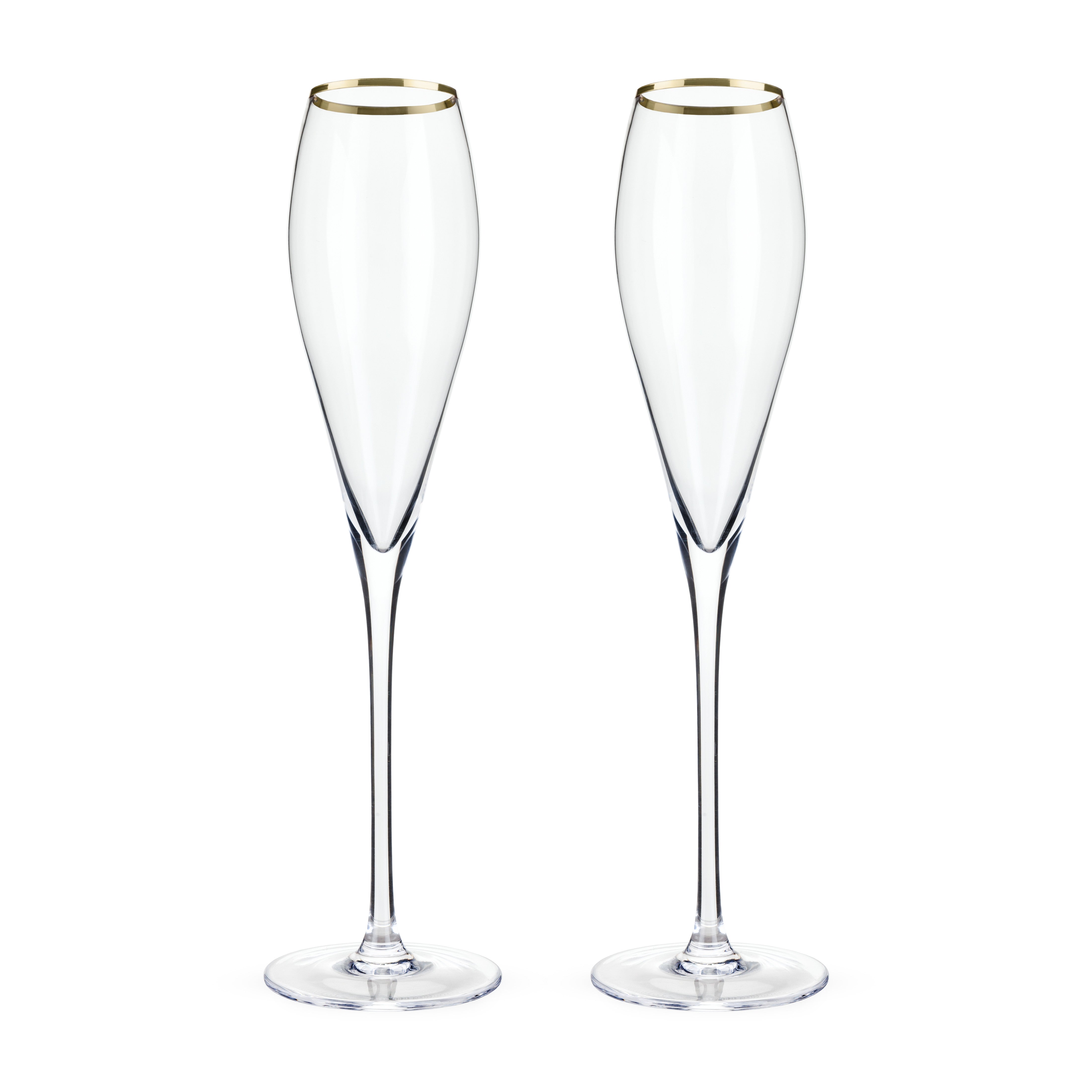 Viski Weighted Stemless Champagne Flutes Glass with Footed Base - Modern  Crystal Flute Glasses - 9.5 Oz Set of 2, Clear
