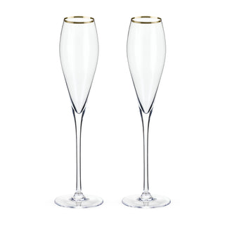 ELEVATE YOUR SIPPING EXPERIENCE – These subtly contemporary gold-rimmed wine glasses draw on the iconic champagne flute shape to highlight effervescent wines.