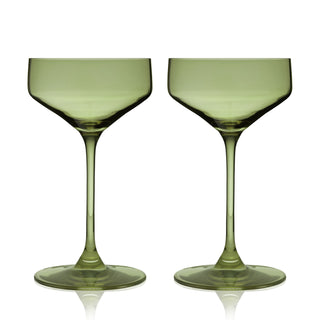 Reserve Nouveau Crystal Coupe Glasses in Sage Set of 2