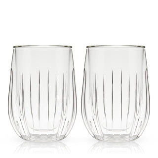 DISHWASHER SAFE AND EASY TO CLEAN – Although these glass tumblers are dishwasher safe, for best results, rinse thoroughly to avoid soap residue and polish this double wall glass cup set by hand with a soft cloth. Each glass holds 13 oz.