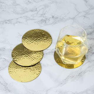 DRINK COASTERS FOR MODERN HOMES - This set of 4 drink coasters is a home decor essential. Each round coaster measures 3.5″ across and is ideal for hot drinks or cold beverages, including tea, coffee, cocktails, wine, beer, or hard seltzer cans.
