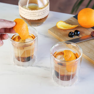 DOUBLE-WALLED DESIGN MAINTAINS TEMPERATURE - These double wall cocktail glasses provide insulation and comfort, maintaining your drink’s temperature and preventing condensation. A perfect gift for slow drinkers.
