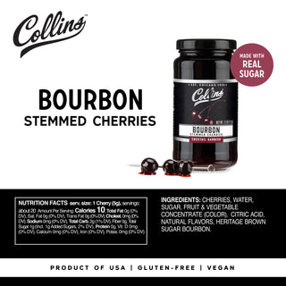 CRAFT COCKTAILS, NO CRAFTING REQUIRED - Collins supplies cocktail drinkers with quality staples for their home bar. Formulated with professional bartenders, Collins garnishes are made with real juice and real sugar. Enjoy a quality drink at home!