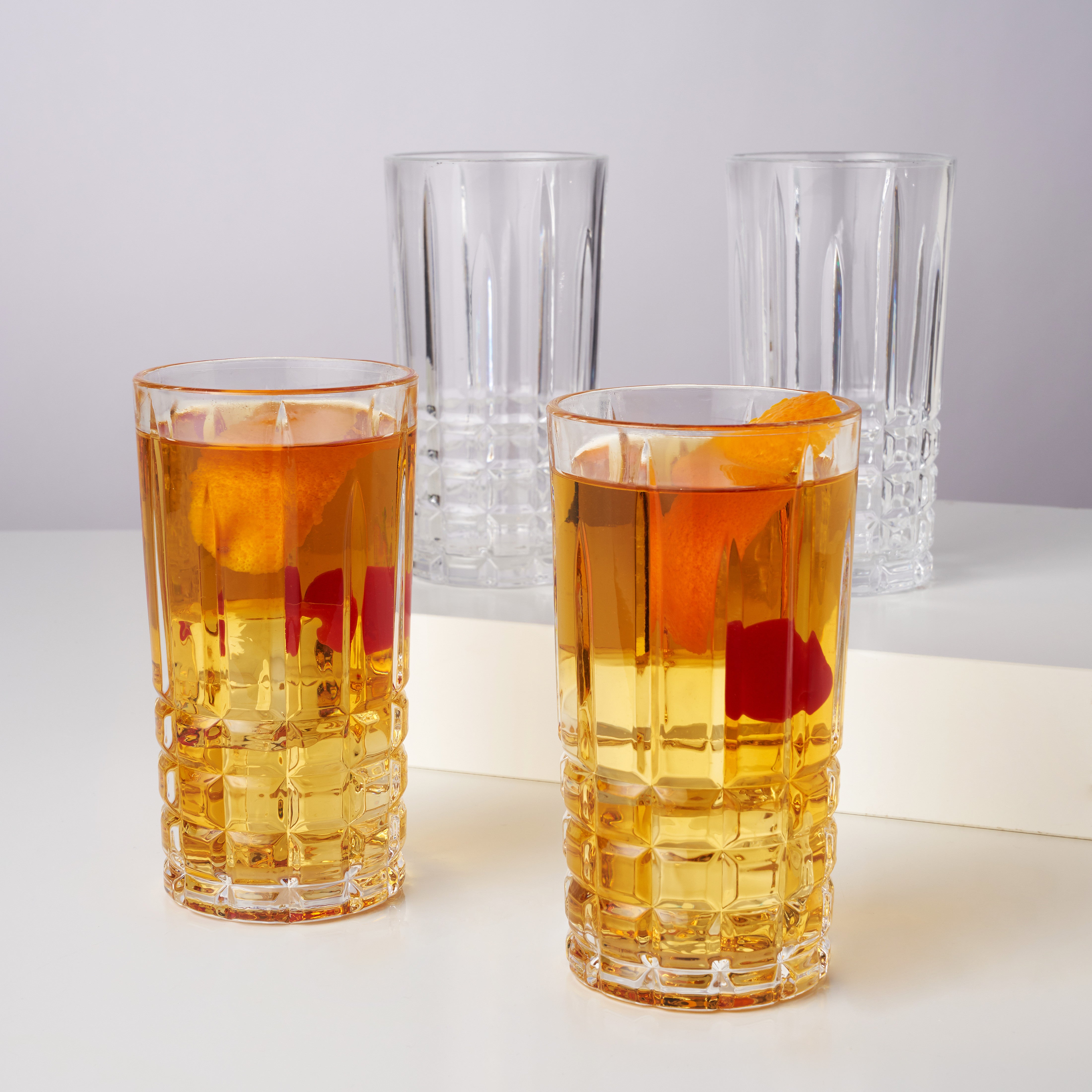 Viski Highland Highball Drinking Glasses Set of 4 - Premium