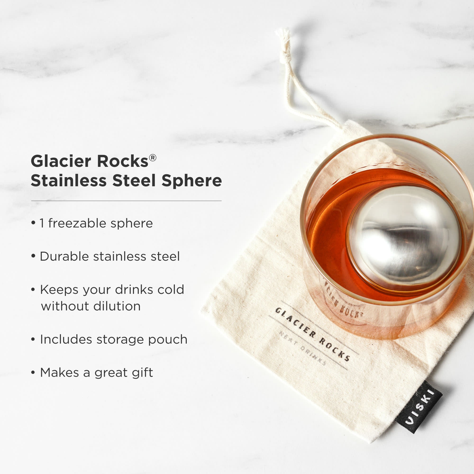 Viski - Glacier Rocks Stainless Steel Sphere