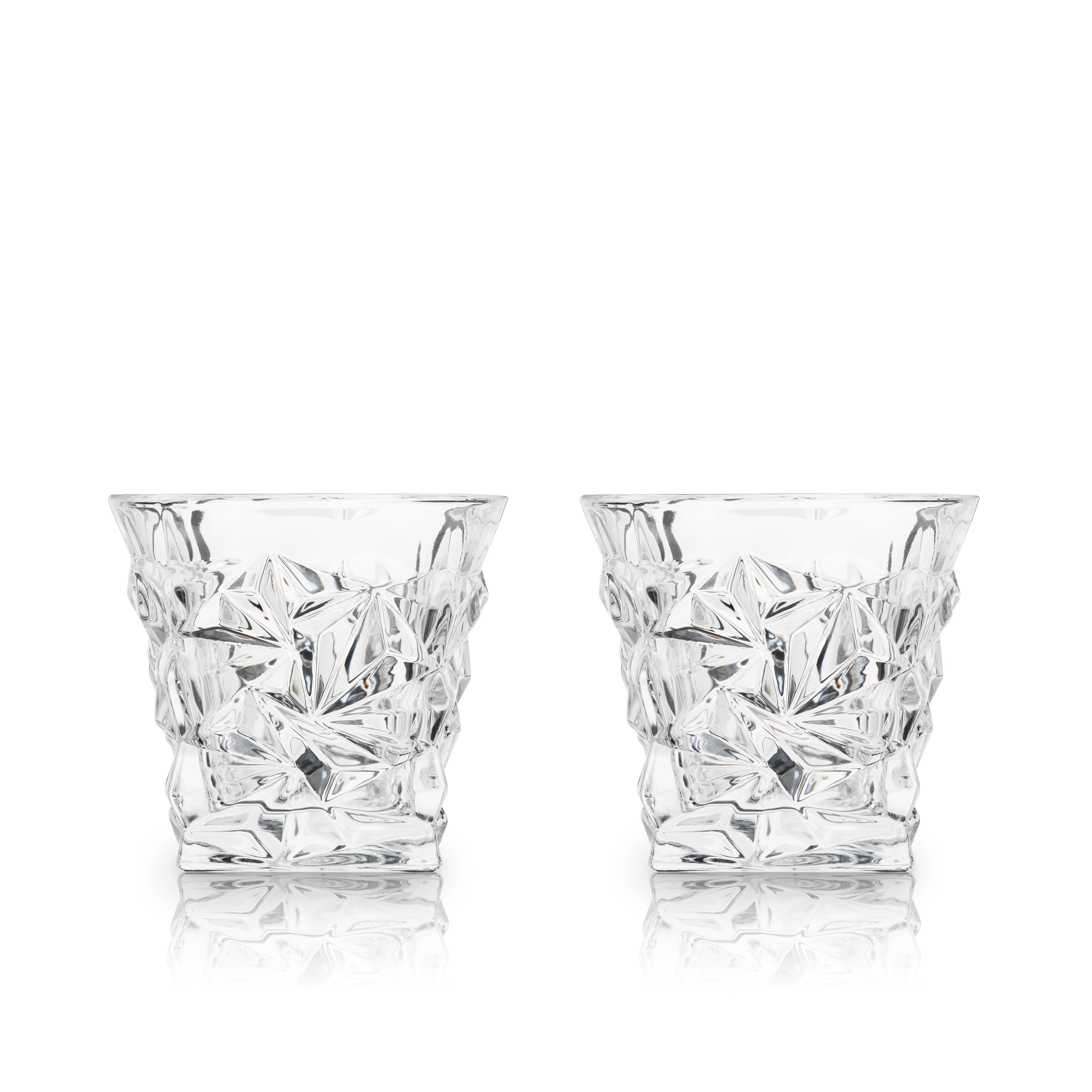 Viski Whiskey Glasses with Heavy Footed Base - Crystal Tumblers for Scotch,  Bourbon, Cocktails - 18.5 Oz, Set of 2, Clear