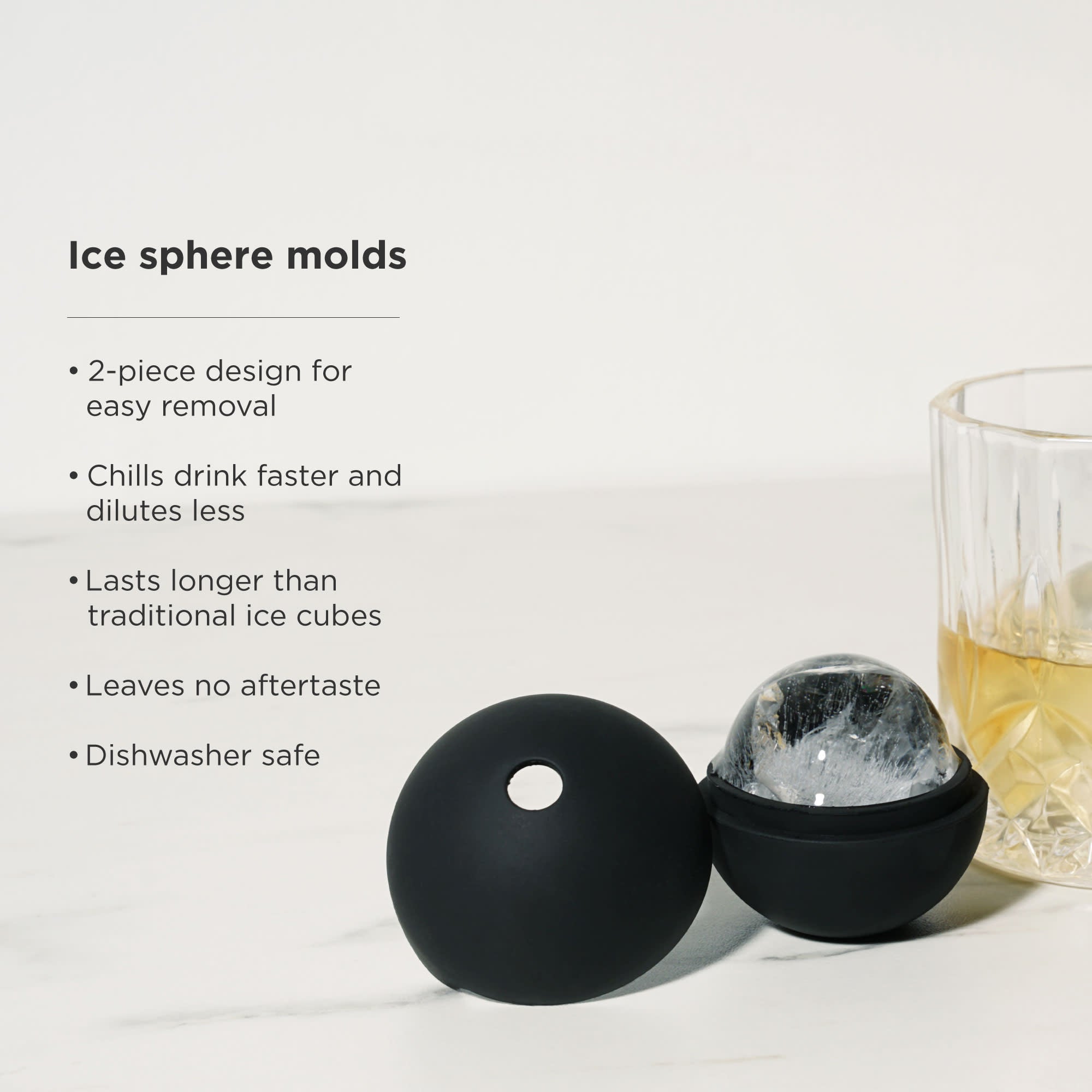Whiskey Glass Set With Free Silicone Ice Ball Mold Maker 2.5