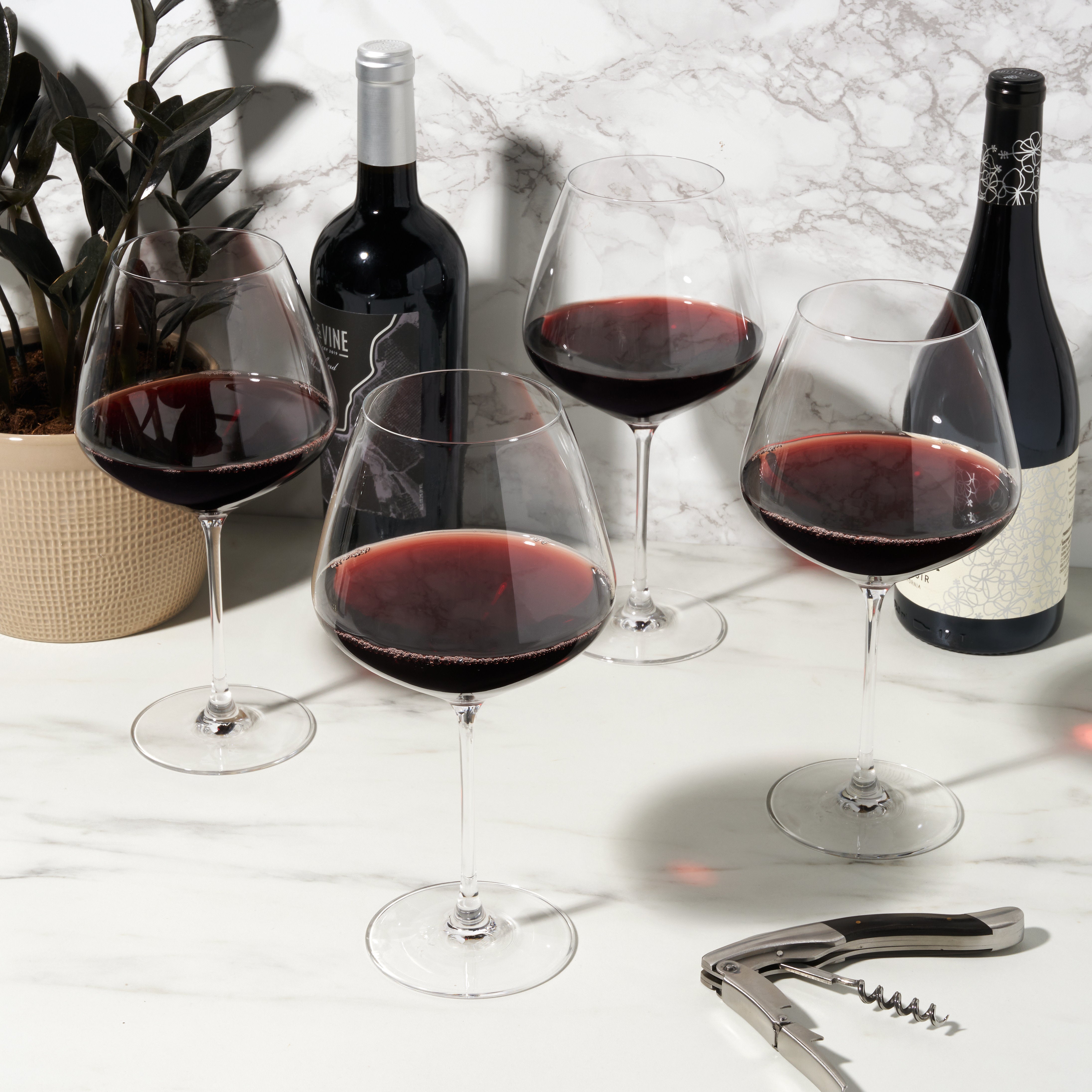 Viski Reserve Inez Crystal Burgundy Glasses Set of 4
