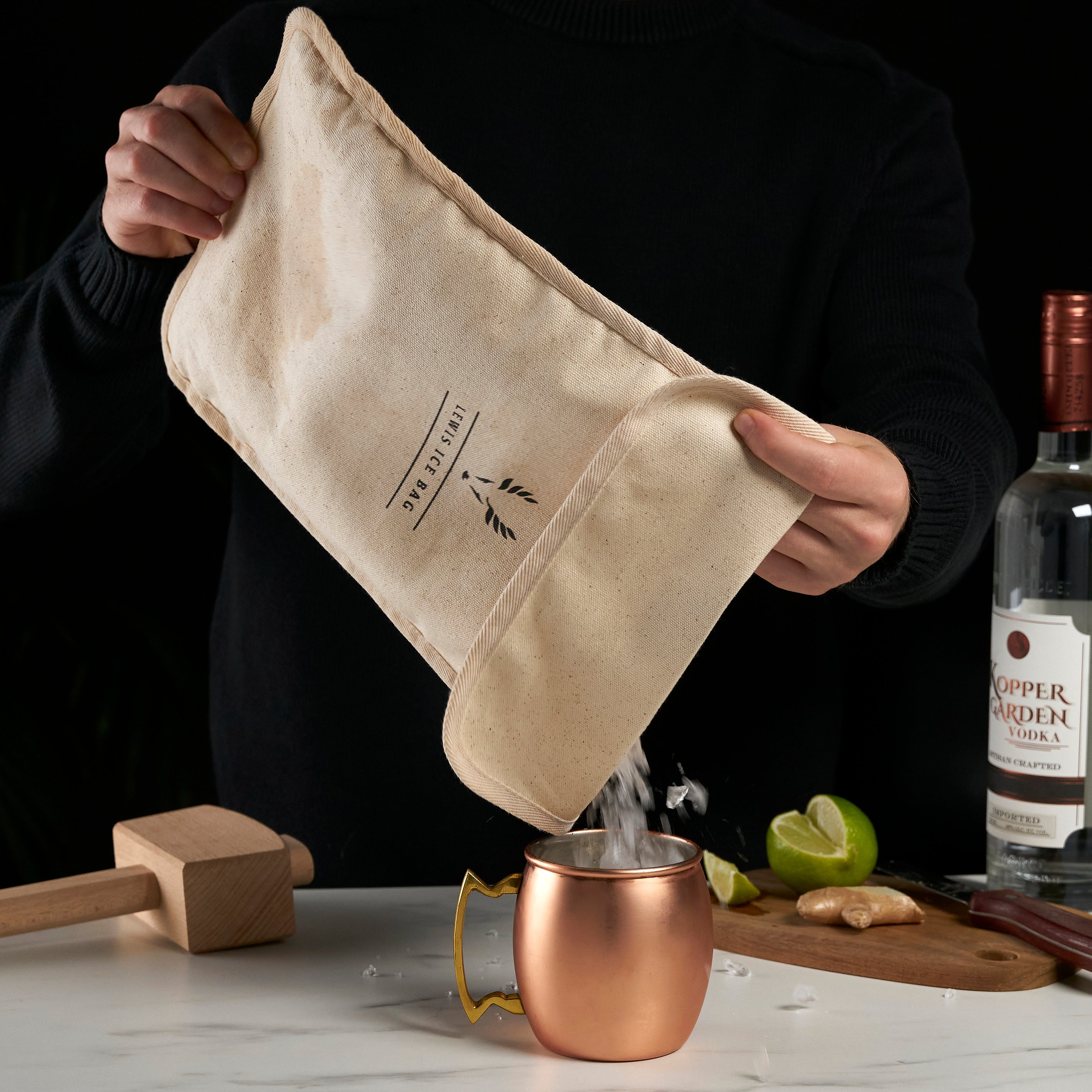 A Bar Above Wooden Ice Mallet and Lewis Bag - Includes Extra Large Manual  Ice Crusher & Premium Canvas Lewis Bag - Professional Grade Ice Hammer &  Ice