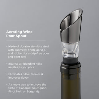 GREAT HOUSEWARMING GIFT - Help someone complete their home bar with this gunmetal instant aerator. Great for wine lovers, it’s the perfect addition to a wine cellar and makes a great Christmas gift, housewarming gift, wedding gift, wine gift, and more.