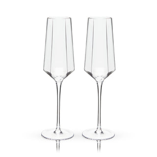 ELEVATED WEDDING CHAMPAGNE FLUTES – These unique contemporary wine glasses update the iconic champagne flute shape to highlight effervescent wines. They're perfect wedding toasting flutes or ideal for a classic champagne cocktail.