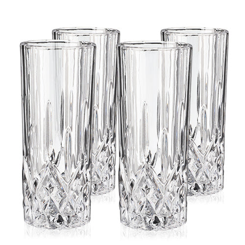 Viski Admiral Crystal Highball Glasses - Fancy Tall Drinking Glass for  Water and Cocktails, Bulk Glassware Gift Set of 12, 9 Oz 