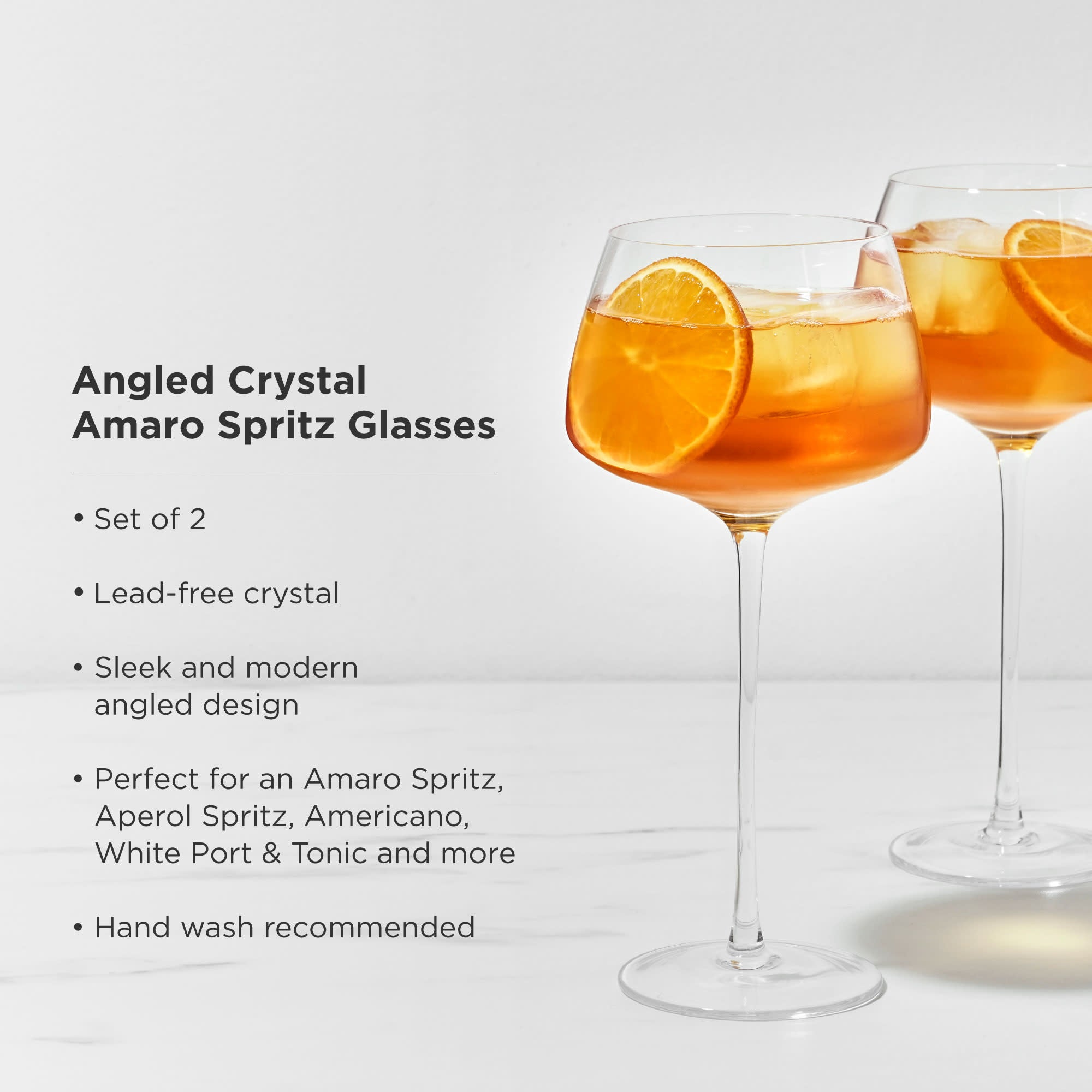 Viski Angled Stemmed Cocktail glasses, Perfect for Amero Spritz