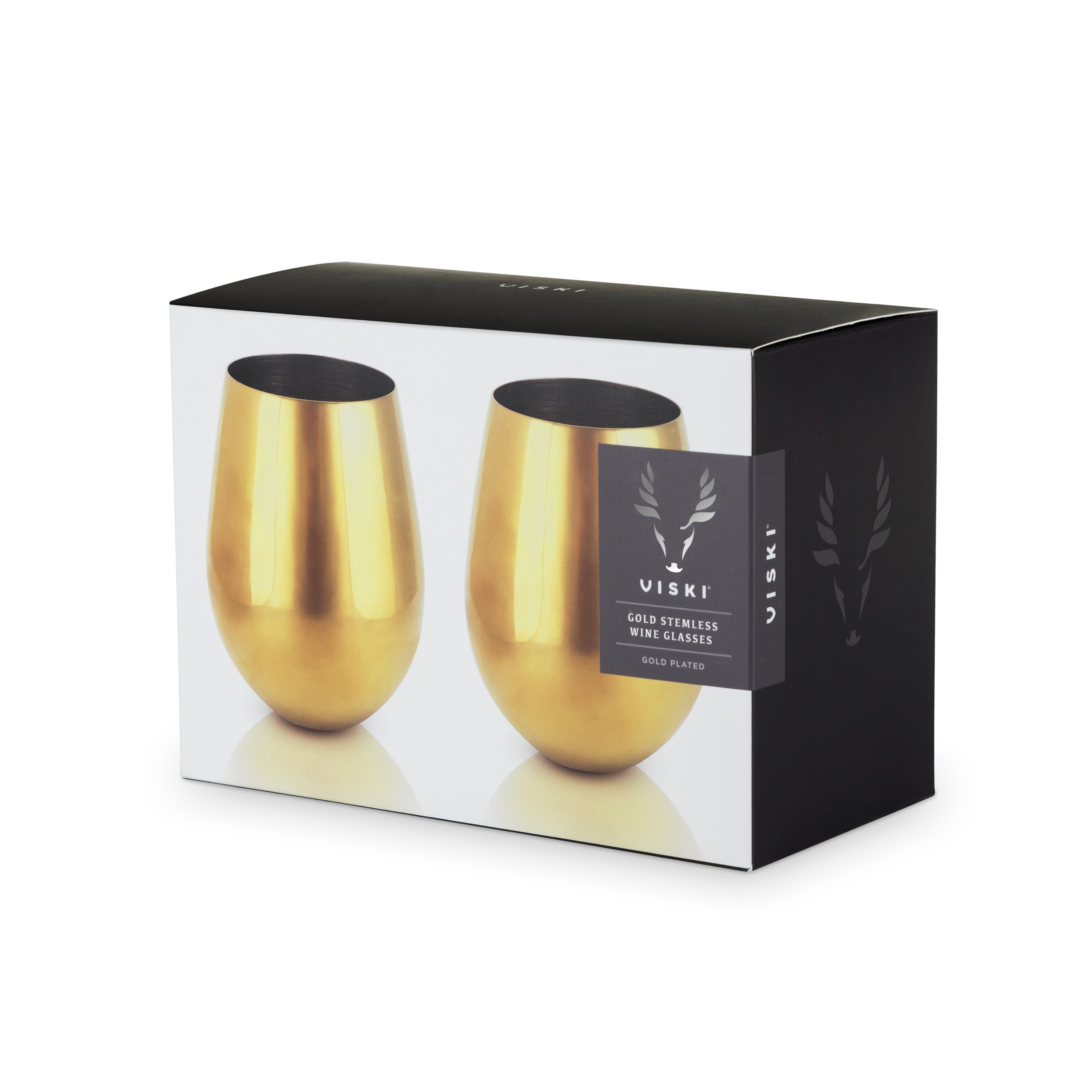 Metallic Gold Retro Christmas Lights Stemless Wine Glasses - Set of 2 –  MaryElizabethArts