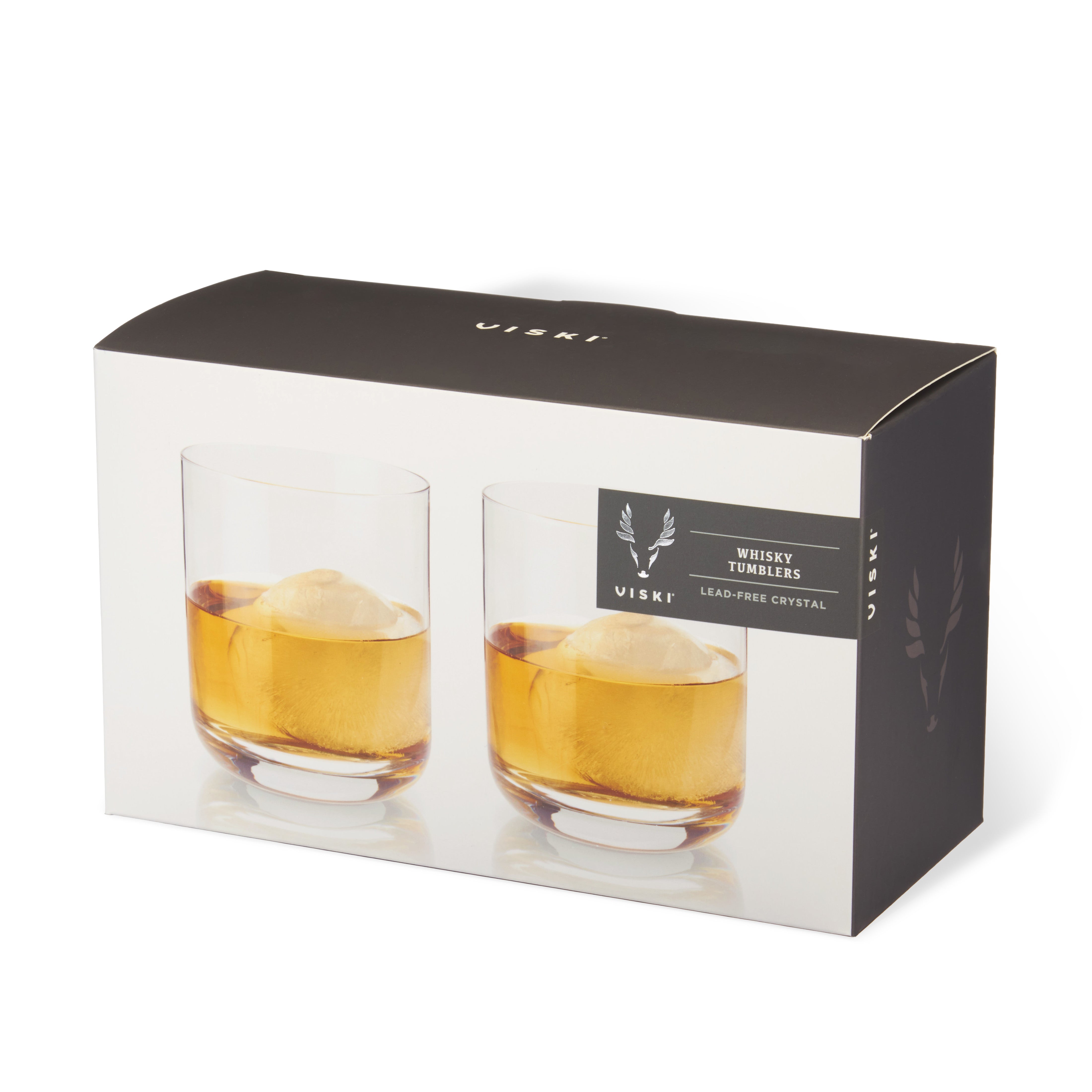 Viski Admiral Whiskey Gift Set - Crystal Whiskey Glasses with Ice