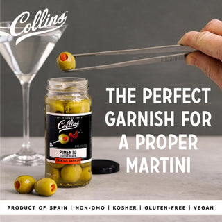REAL PIMENTO PEPPER – These Spanish queen olives are generously-filled with spicy pimento pepper for a delicious flavor profile. Throw a couple cocktail olives into your cocktail or salad for a premium cocktail garnish with taste and character.