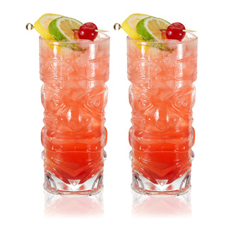 BIG ENOUGH FOR ALL YOUR FAVORITE TROPICAL COCKTAILS – With a 14 oz capacity, these tiki cocktail glasses are perfect for serving a Mai Tai, Zombie, Hurricane, and more. Besides tropical cocktail recipes, this tall glass set works for any highball.